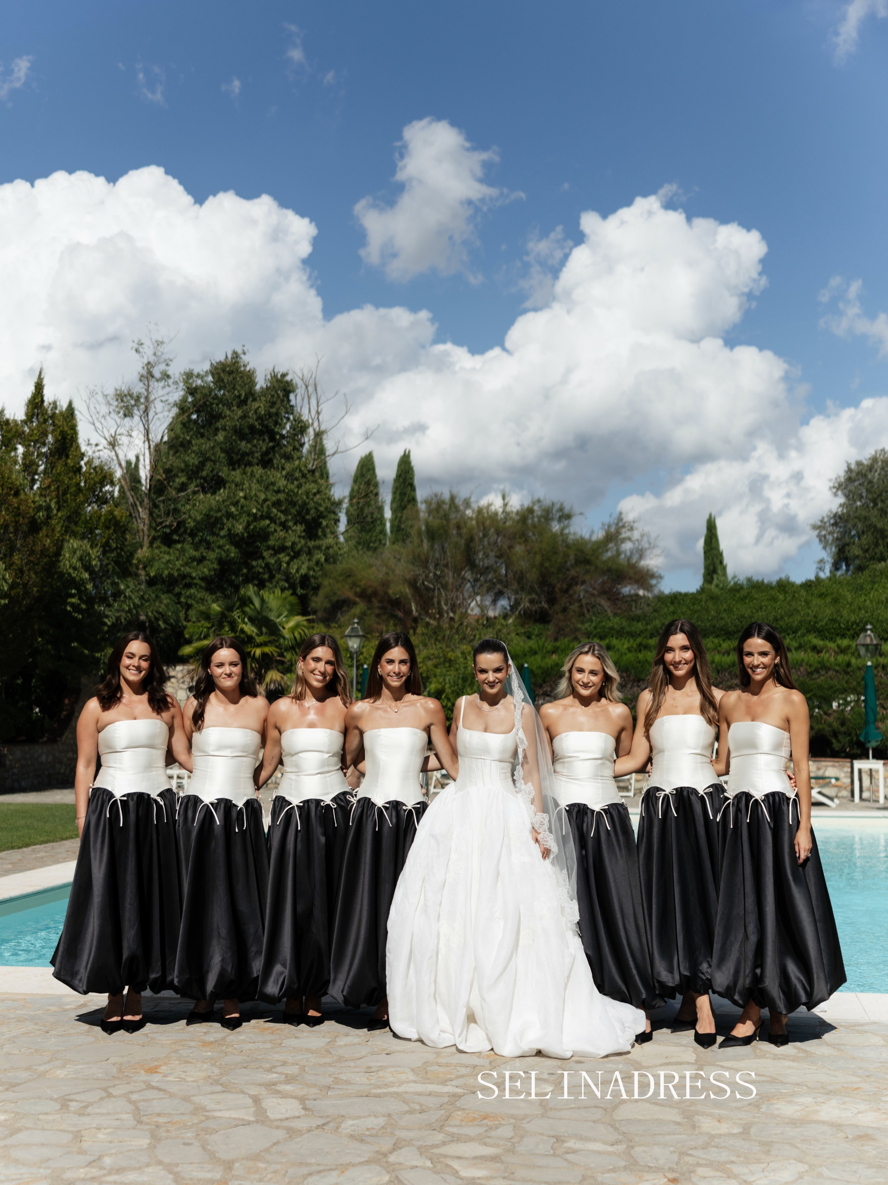 Classic Elegant Strapless Bridesmaid Dress with Bow Accents COK020|Selinadress