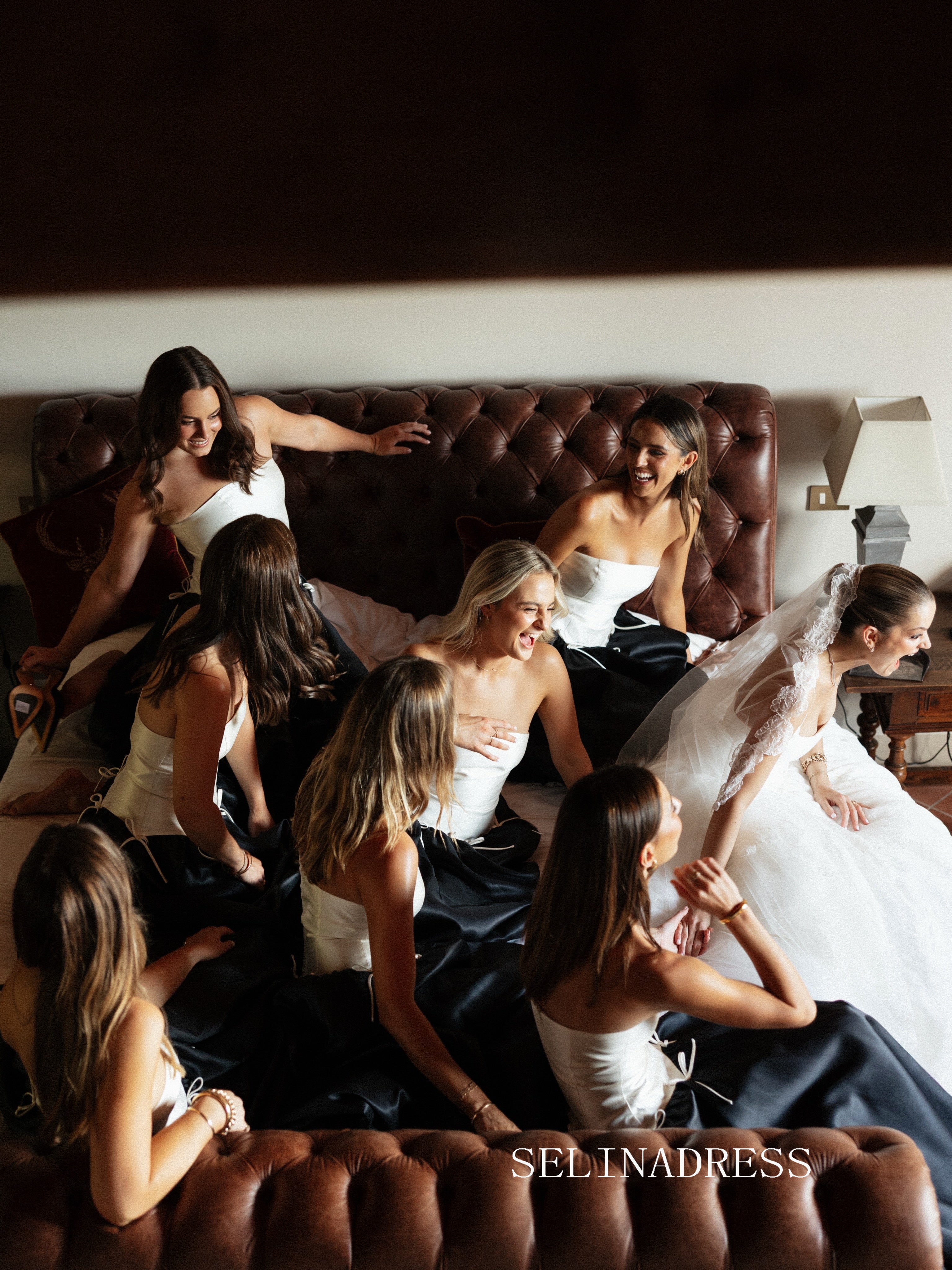 Classic Elegant Strapless Bridesmaid Dress with Bow Accents COK020|Selinadress