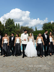 Classic Elegant Strapless Bridesmaid Dress with Bow Accents COK020|Selinadress