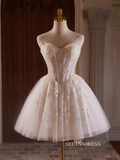 Cute A-line Sweetheart Beaded Short Prom Dress White Cocktail Dress #EWR014|Selinadress