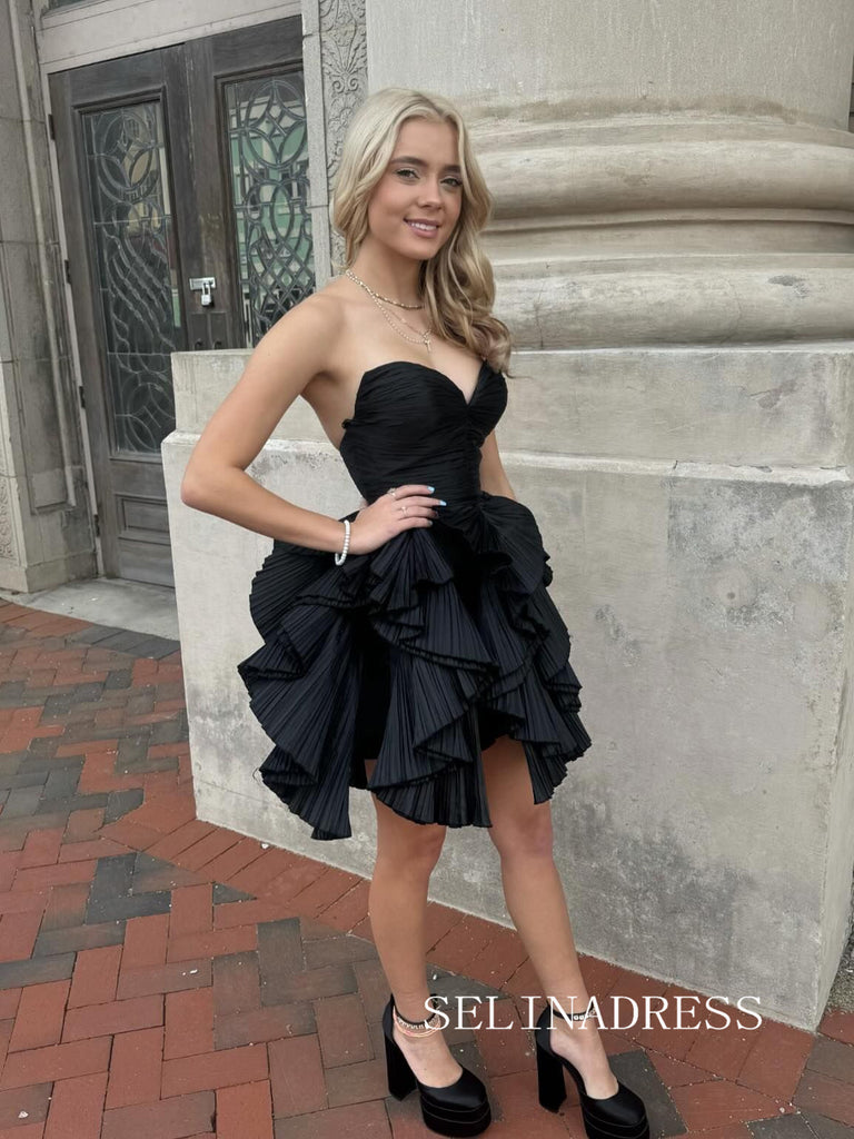 Cute Black Fish Tail Ruffles Cocktail Dress Homecoming Dresses #TKL380 –  SELINADRESS