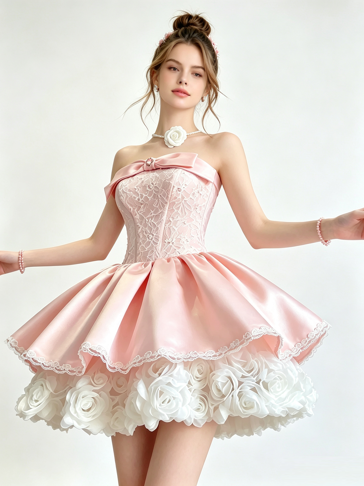Cute Strapless A-line Lace Homecoming Dress With Bow TYL059|Selinadress
