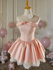 Cute Strapless A-line Lace Homecoming Dress With Bow TYL059|Selinadress