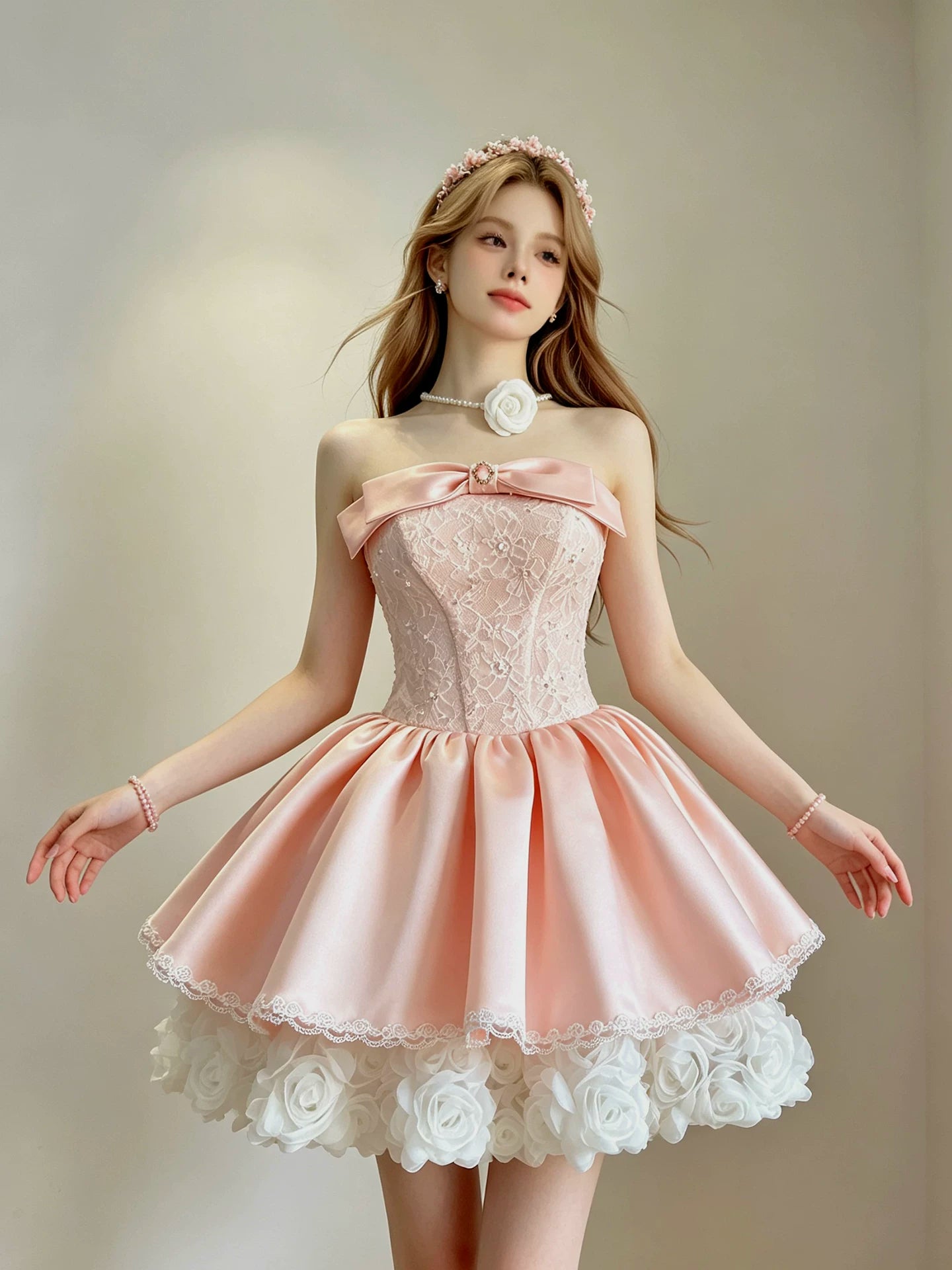 Cute Strapless A-line Lace Homecoming Dress With Bow TYL059|Selinadress