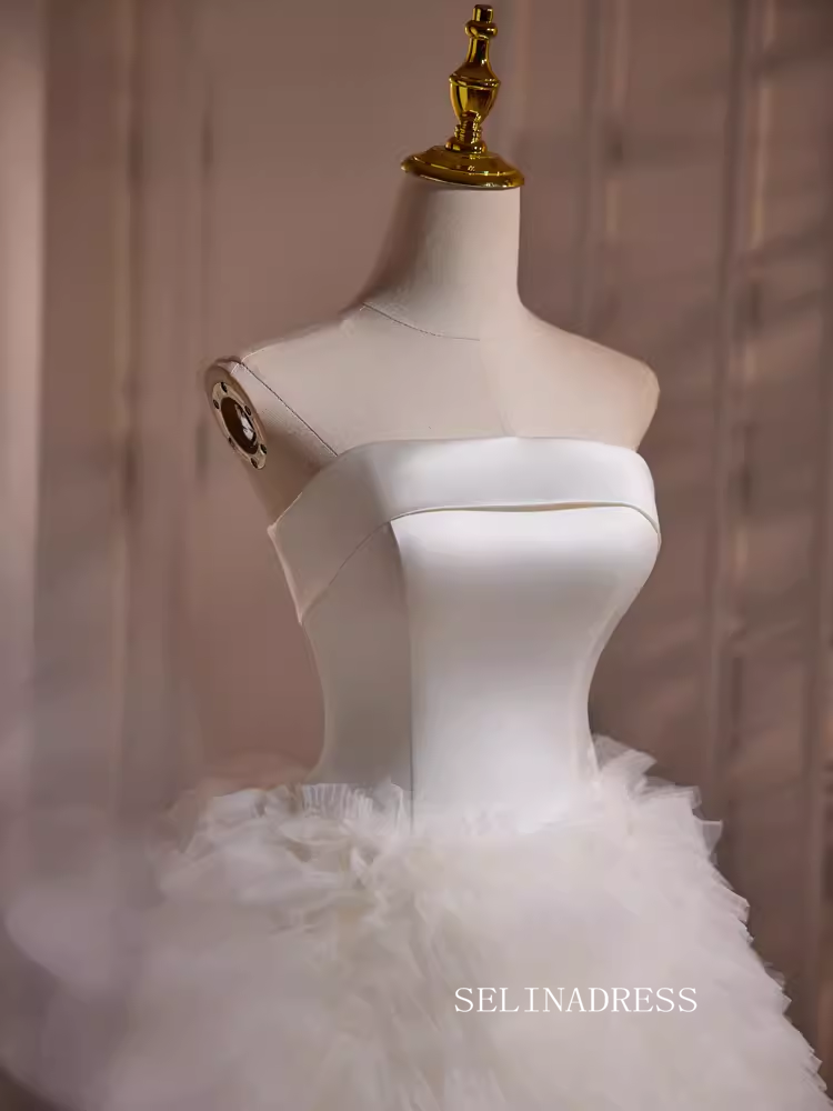 Cute Strapless Lyered Short Prom Dress A-line White Cocktail Dress #EW SELINADRESS Cute Strapless Lyered Short Prom Dress A-line White Cocktail Dress #EW SELINADRESS