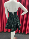 Dark Green Sequin Sweetheart Short Homecoming Dress #sea102|Selinadress