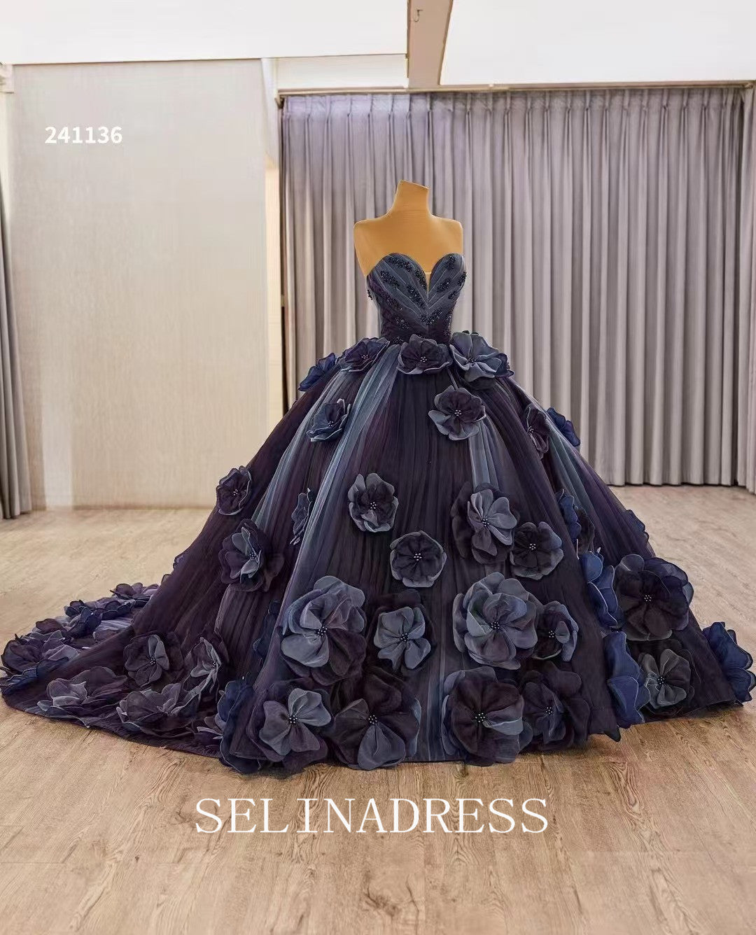 Wedding Dress Navy Sweetheart Dress Sweetheart Navy Blue Appliques A-line Ruffle Long Prom Dress, Navy Wedding Dress Navy Sweetheart Dress Sweetheart Navy Blue Appliques A-line Ruffle Long Prom Dress, Navy