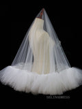 One Tier Ivory Tulle Wedding Veils ALC020|Selinadress