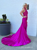Mermaid One Shoulder Fuchsia Lace Prom Dress Evening Dress SEW1165|Selinadress