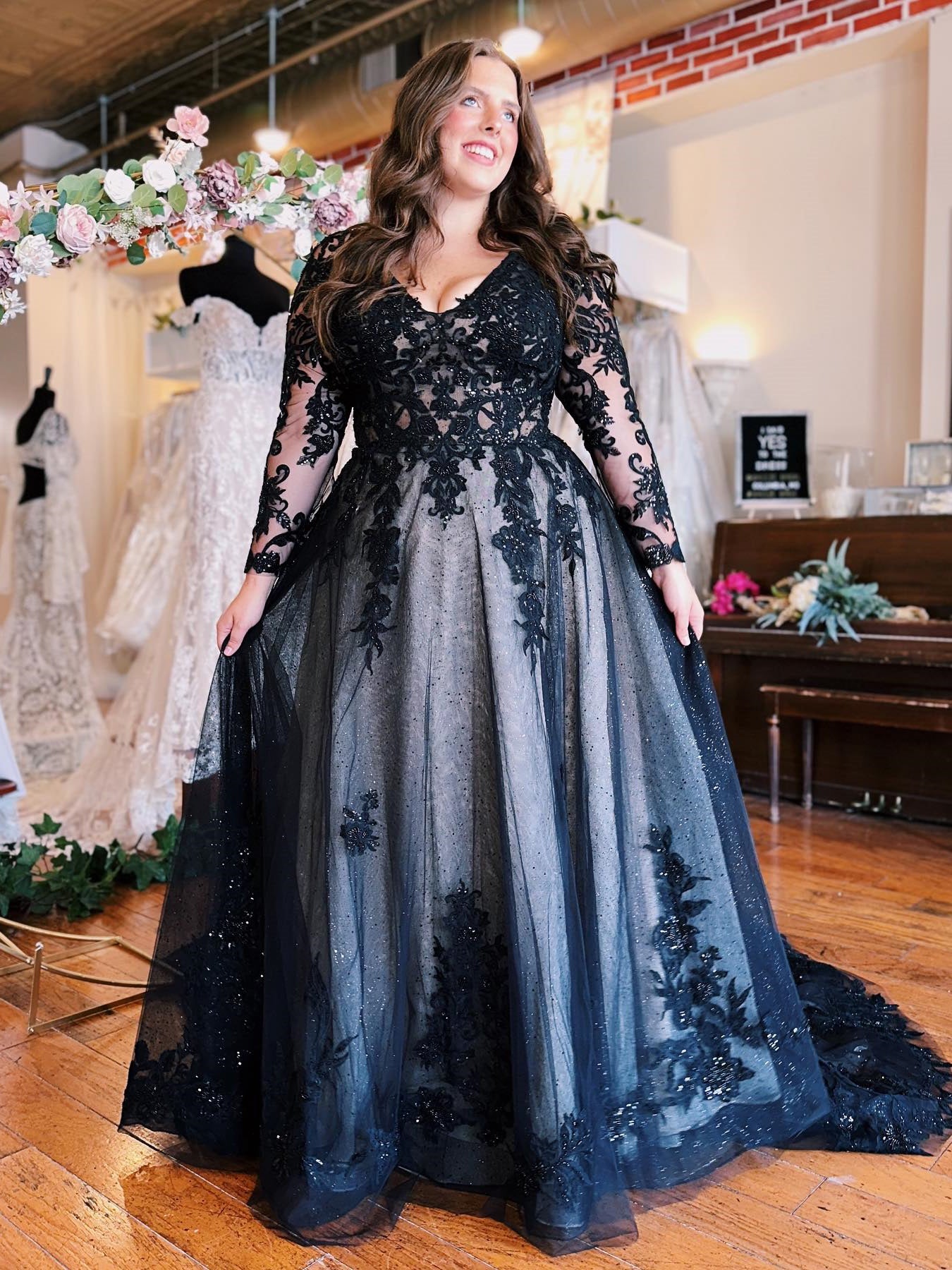 Elegant Dark Navy Long Prom Dress Long Sleeve A-line Lace Elegant Evening Gowns SLD005 Elegant Dark Navy Long Prom Dress Long Sleeve A-line Lace Elegant Evening Gowns SLD005