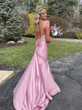 Elegant Mermaid Pink Evening Party Gowns With Feather,Backless Prom Dress #SEW0961|Selinadress