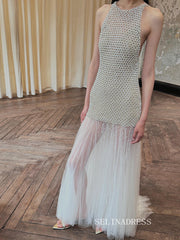 Elegant Scoop Neck Beaded Prom Dresses Evening Dresses YY008|Selinadress