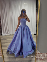 Elegant Strapless Lavender Ball Gown with Intricate Beaded Bodice COK040|Selinadress