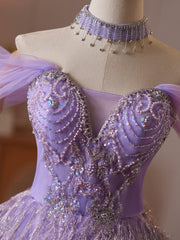 Enchanting Lavender Tulle Mini Dress with Beaded Bodice and Feather-Like Skirt TYL065|Selinadress