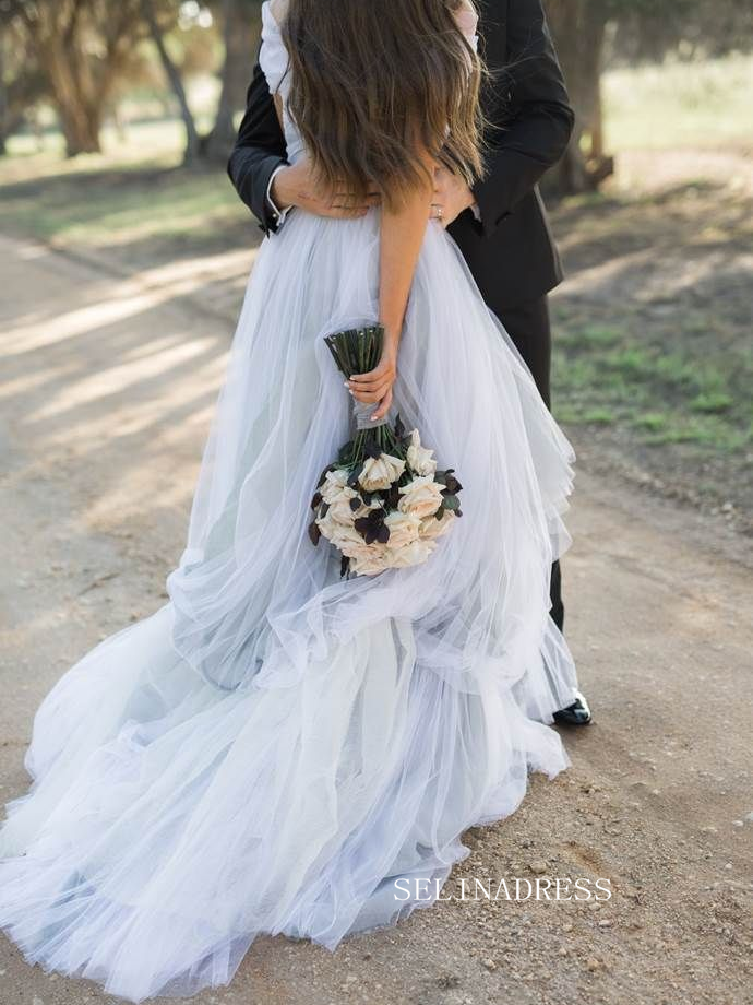 Ethereal Off-the-Shoulder Tulle Ball Gown Wedding Dress COK106|Selinadress