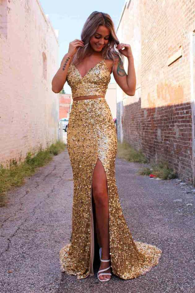 Glitter Lilac Two Piece Sequins Mermaid Porm Dress EWQ805 SELINADRESS Glitter Lilac Two Piece Sequins Mermaid Porm Dress EWQ805 SELINADRESS