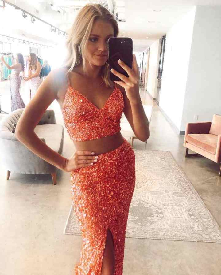Glitter Lilac Two Piece Sequins Mermaid Porm Dress EWQ805 SELINADRESS Glitter Lilac Two Piece Sequins Mermaid Porm Dress EWQ805 SELINADRESS