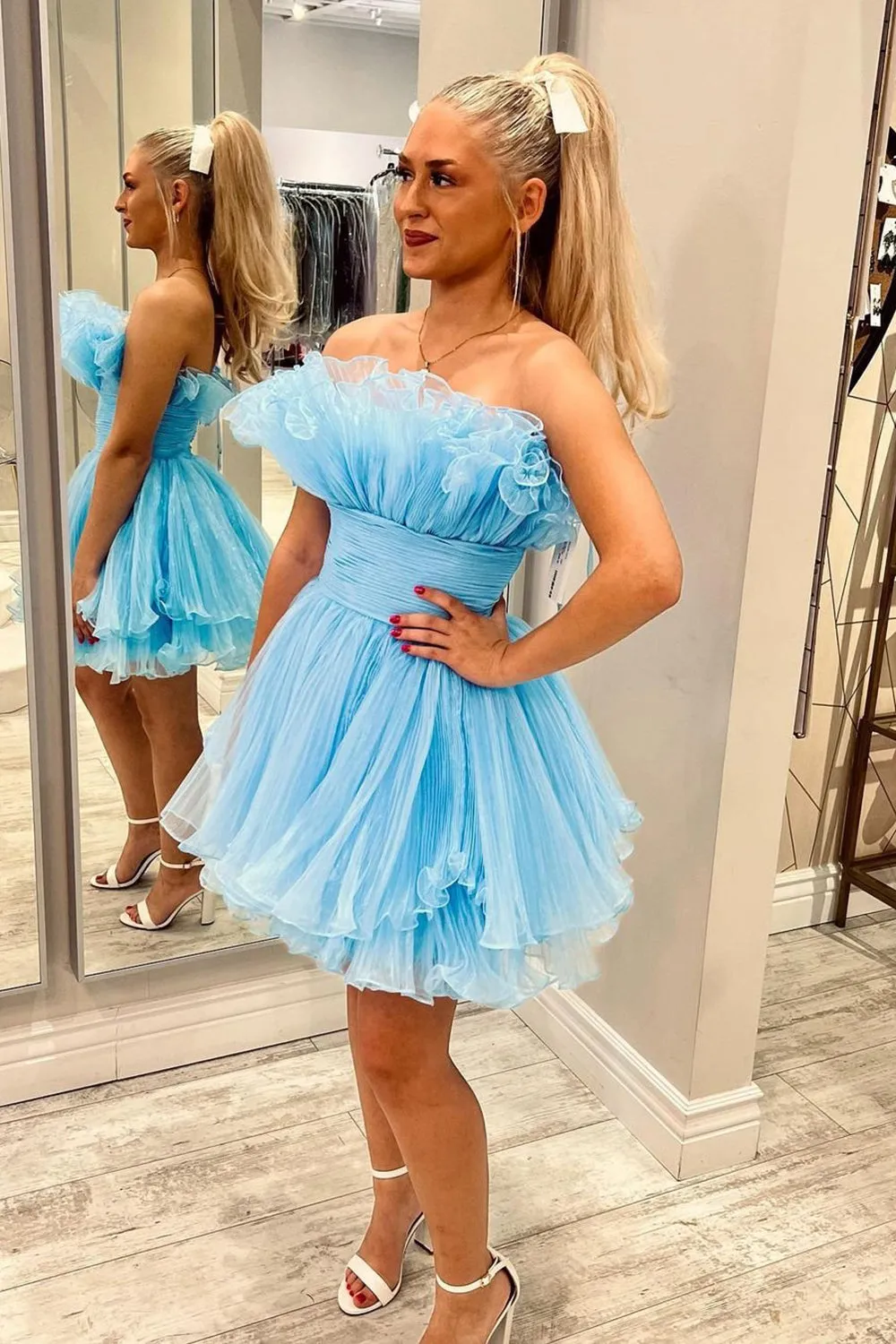 Gorgeous A Line Strapless Fuchsia Short Ruffles Homecoming Dress #TKL3 SELINADRESS Gorgeous A Line Strapless Fuchsia Short Ruffles Homecoming Dress #TKL3 SELINADRESS