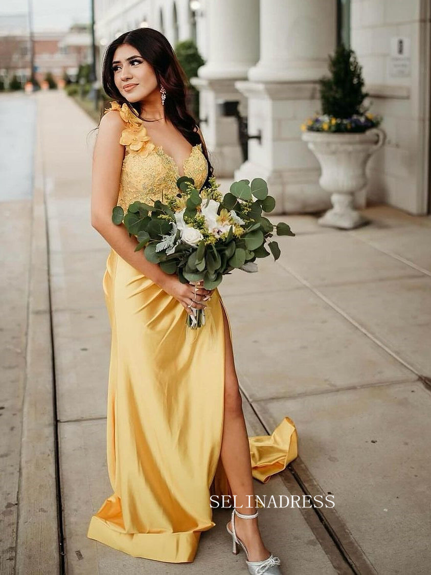 Gorgeous Lace Flower Long Prom Dress With Slit sew1038 SELINADRESS Gorgeous Lace Flower Long Prom Dress With Slit sew1038 SELINADRESS