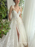 Gorgeous White Lace Flower Prom Dress Long Evening Dresses sea064