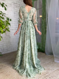 Green A-Line Dress With V-neck Belt Butterflies Beautiful Prom Dress Gorgeous Formal Dress #LPO003|Selinadress