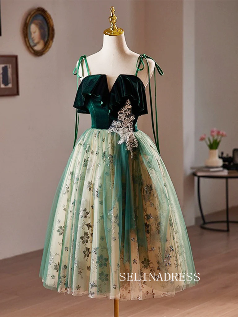 Green Knee Length Short Prom Dress Tulle Homecoming Dress #TKL2121 SELINADRESS Green Knee Length Short Prom Dress Tulle Homecoming Dress #TKL2121 SELINADRESS