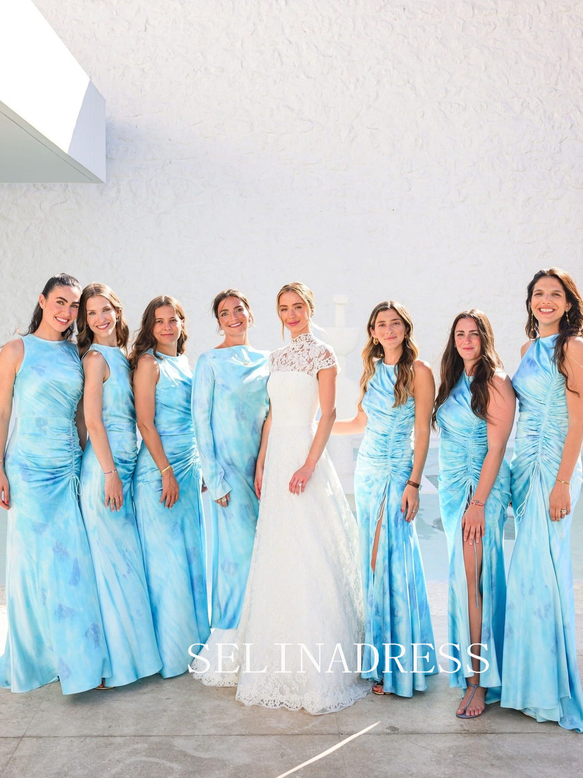 High Neck Lace Wedding Dresses Vintage Short Sleeve Wedding Dress XS002|Selinadress