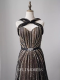 High Quality Black Beaded Long Prom Dress Luxury Dubai Evening Formal Gown EWR105|Selinadress