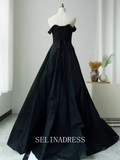 High Quality Black Beaded Long Prom Dress Off-the-shoulder Dubai Evening Formal Gown EWR101|Selinadress