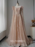 High Quality Black Beaded Long Prom Dress Square Neck Dubai Evening Formal Gown EWR106|Selinadress