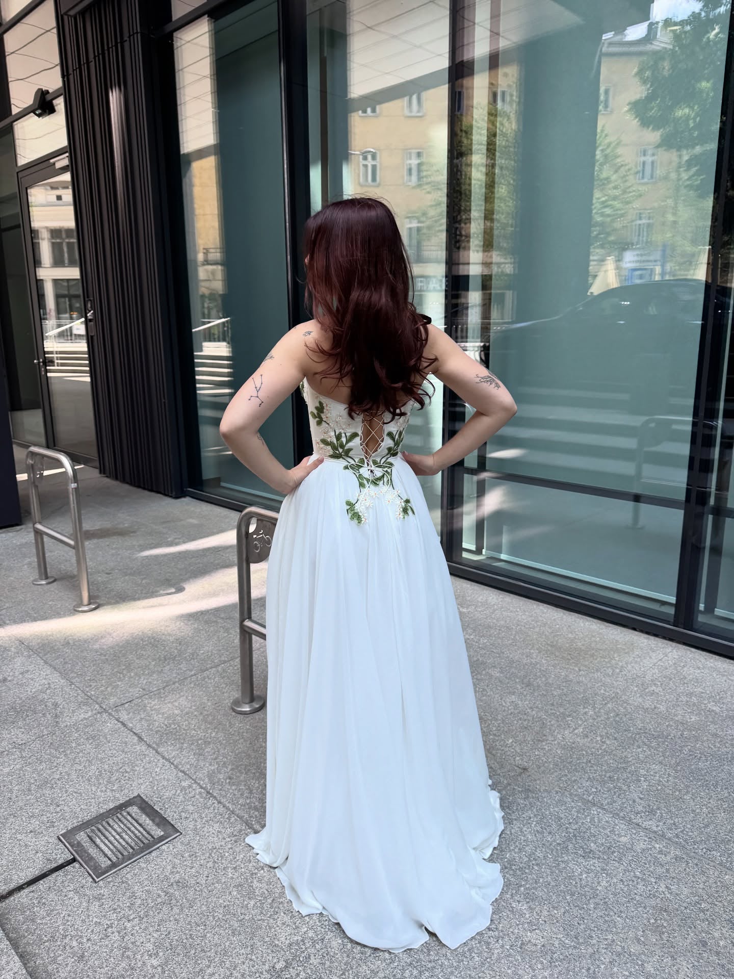 Ivory Embroidered Wedding Dress with Strapless Sweetheart Neckline Prom Dress With Split TKL805|Selinadress