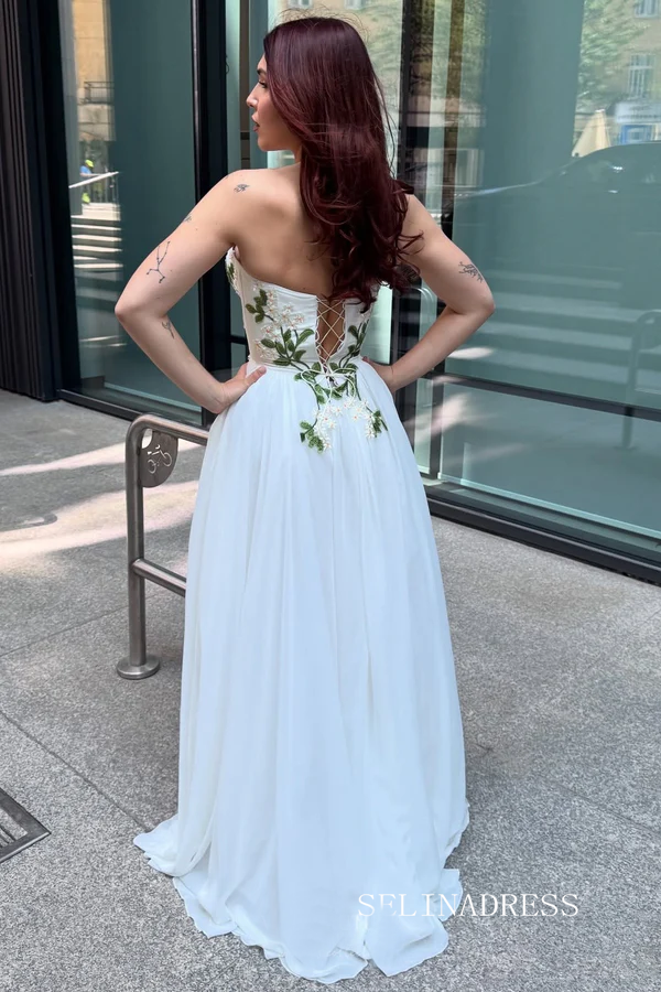 Ivory Embroidered Wedding Dress with Strapless Sweetheart Neckline Pro SELINADRESS Ivory Embroidered Wedding Dress with Strapless Sweetheart Neckline Pro SELINADRESS