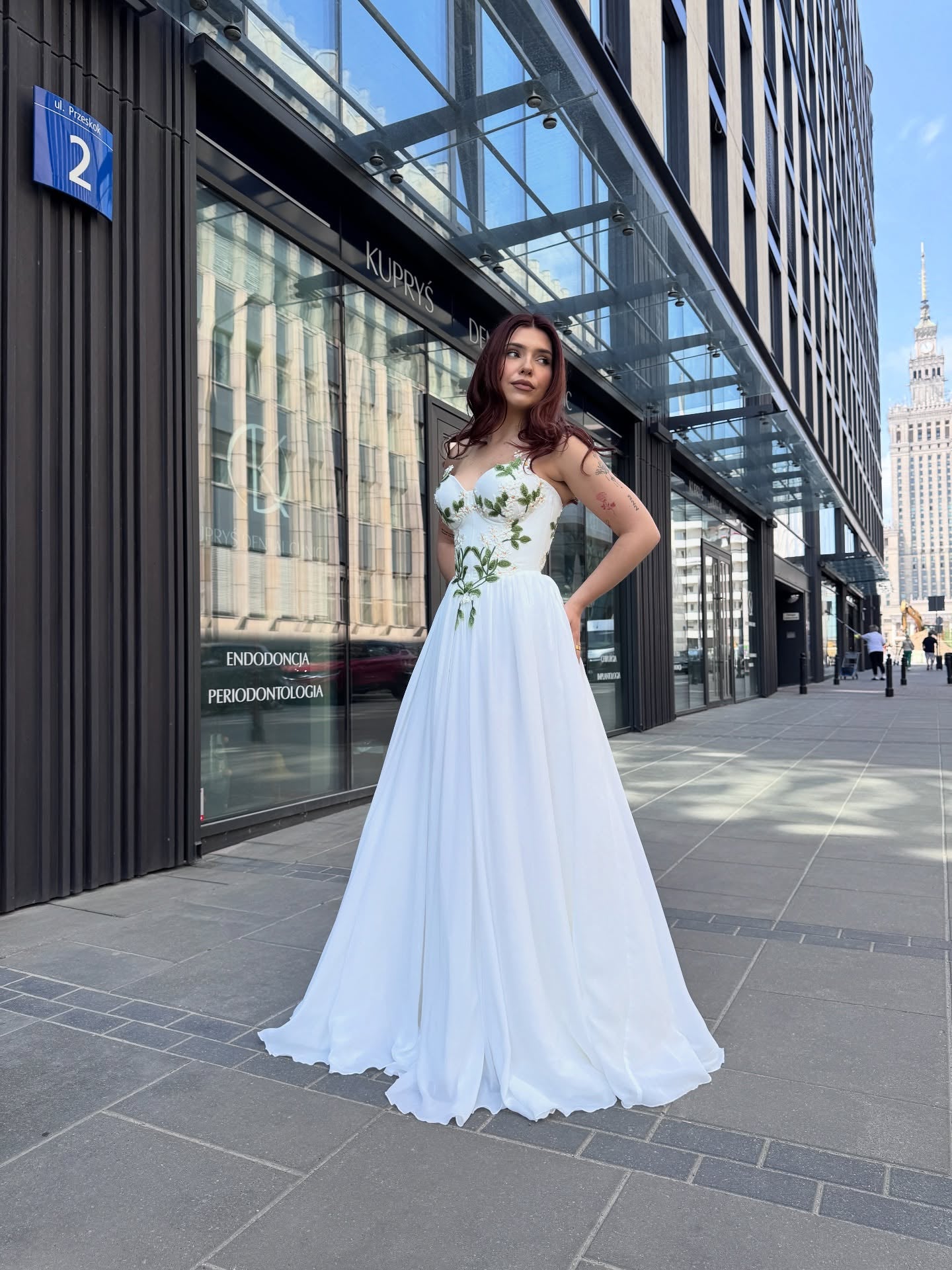 Ivory Embroidered Wedding Dress with Strapless Sweetheart Neckline Prom Dress With Split TKL805|Selinadress