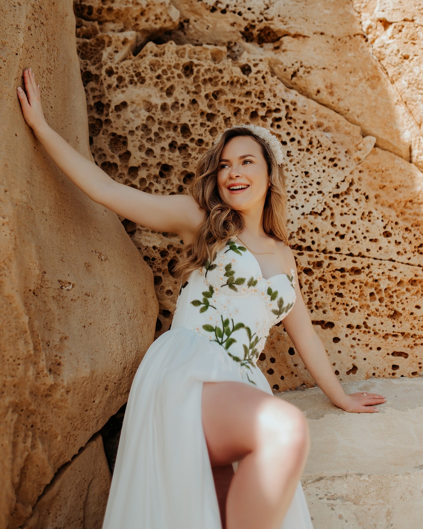 Ivory Embroidered Wedding Dress with Strapless Sweetheart Neckline Prom Dress With Split TKL805|Selinadress