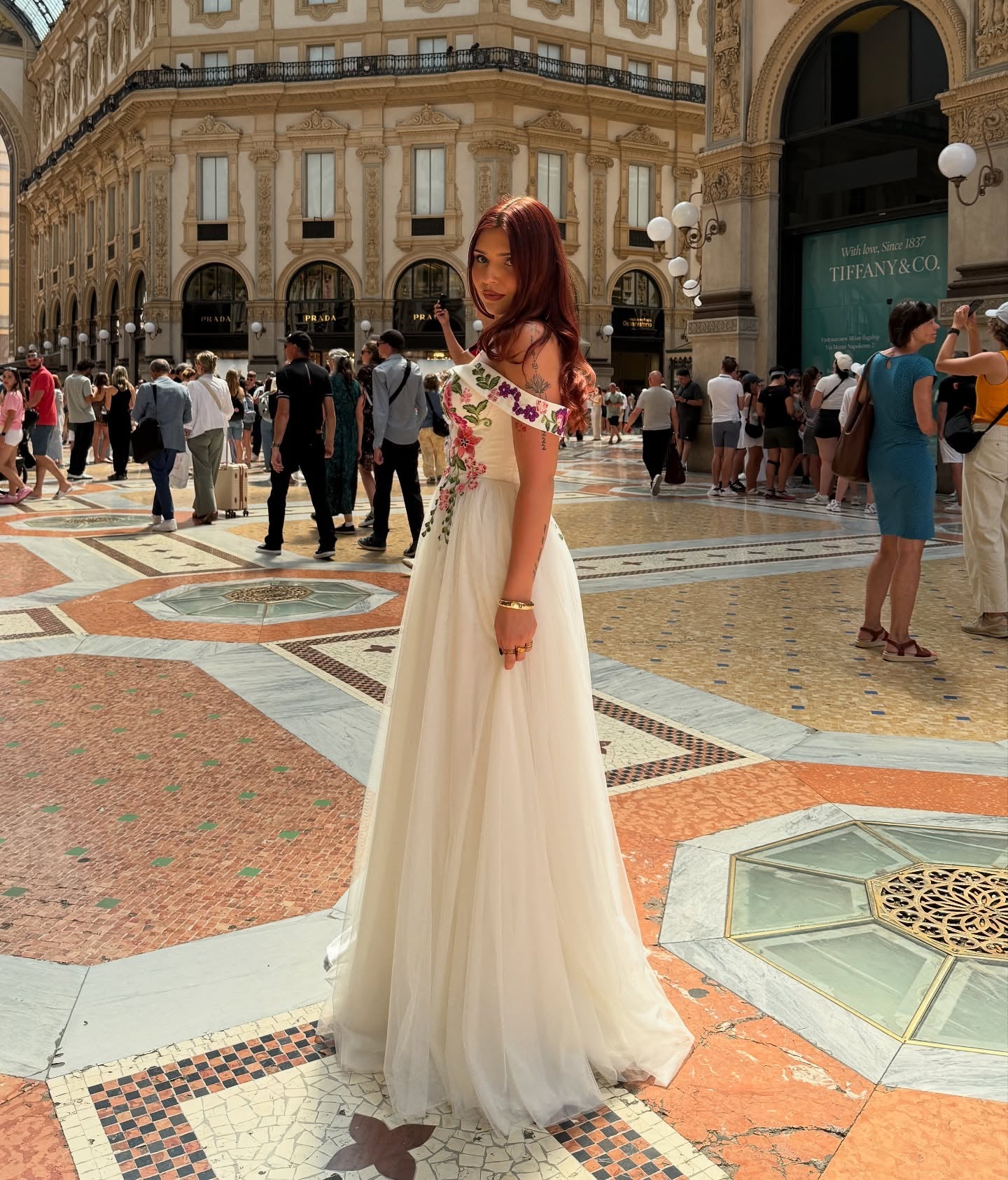 Ivory Floral Embroidered Wedding Dress with Off-Shoulder Sleeves Romantic Wildflower Prom Dress TKL802|Selinadress