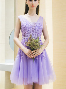 A-line V neck Pink Homecoming Dress Cute Juniors Short Prom Drsess MHL054