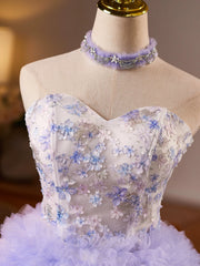Lavender Floral Tulle Princess Skirt Homecoming Dresses TYL062|Selinadress