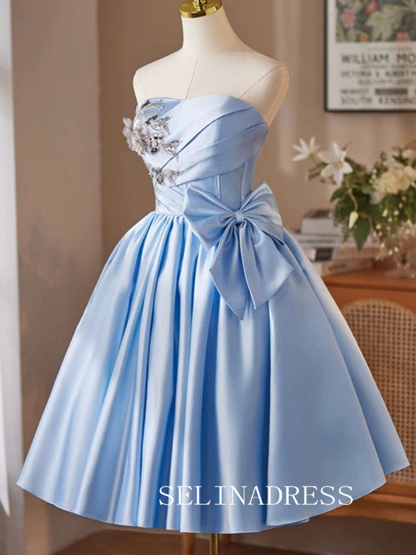 Light Sky Blue Stapless Cocktail Dress With Sequins Lace Cute Homecoming Dresses #ABC005|Selinadress
