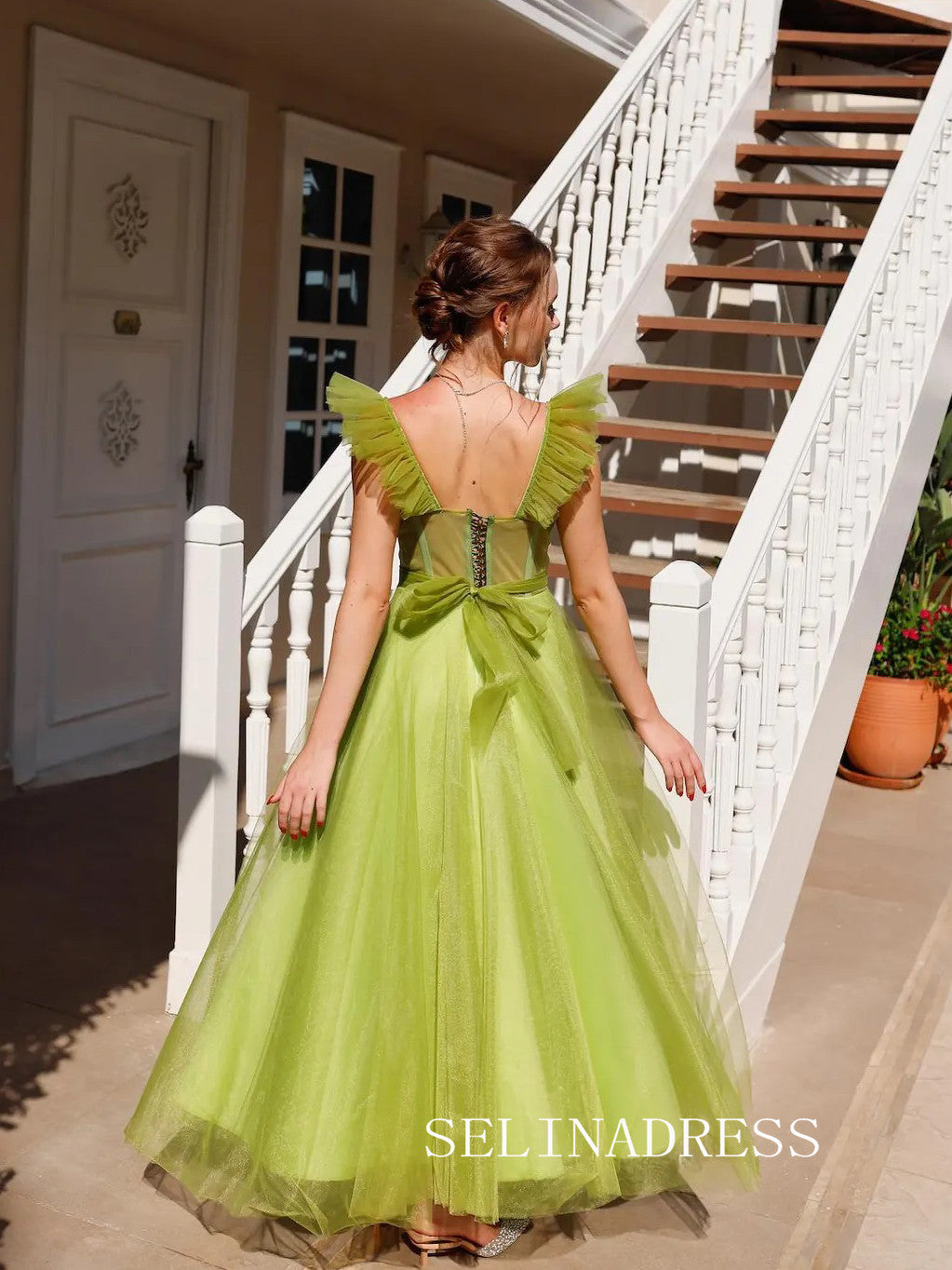 Lilac Off-the-shoulder Prom Dresses Tulle Ankle-length Formal Dresses SELINADRESS Lilac Off-the-shoulder Prom Dresses Tulle Ankle-length Formal Dresses SELINADRESS