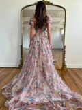 Chic A-line Off-the-shoulder Floral Beaded Long Prom Dress Elegant Eevening Dress #lop243|Selinadress