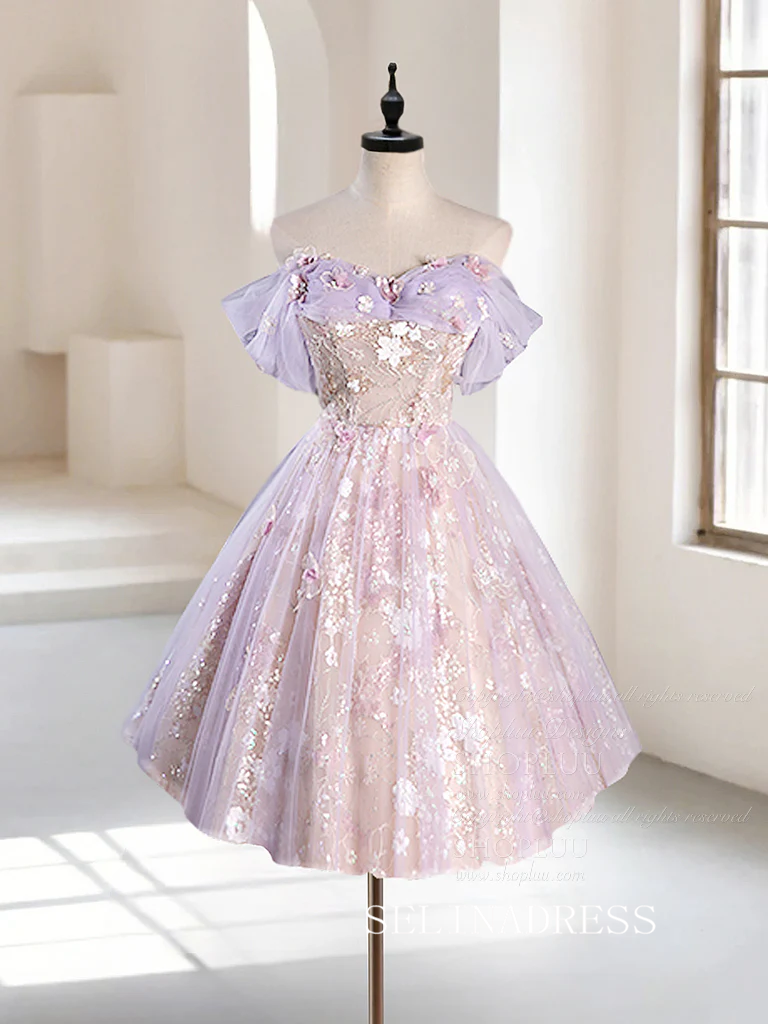 Lovely Lilac Homecoming Dresses Hoco Dress Sequins Lace Cocktail Dress #TKL1896 Lovely Lilac Homecoming Dresses Hoco Dress Sequins Lace Cocktail Dress #TKL1896