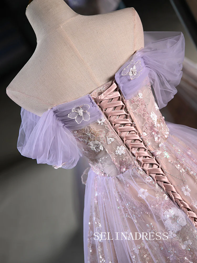 Lovely Lilac Homecoming Dresses Hoco Dress Sequins Lace Cocktail Dress SELINADRESS Lovely Lilac Homecoming Dresses Hoco Dress Sequins Lace Cocktail Dress SELINADRESS