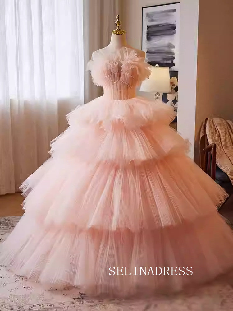 Lovely Off-the-shoulder Multi Layered Ball Gown Princess Dress Elegant Tulle Formal Dress JKL2588 - US Size 4 / Picture Color Lovely Off-the-shoulder Multi Layered Ball Gown Princess Dress Elegant Tulle Formal Dress JKL2588 - US Size 4 / Picture Color