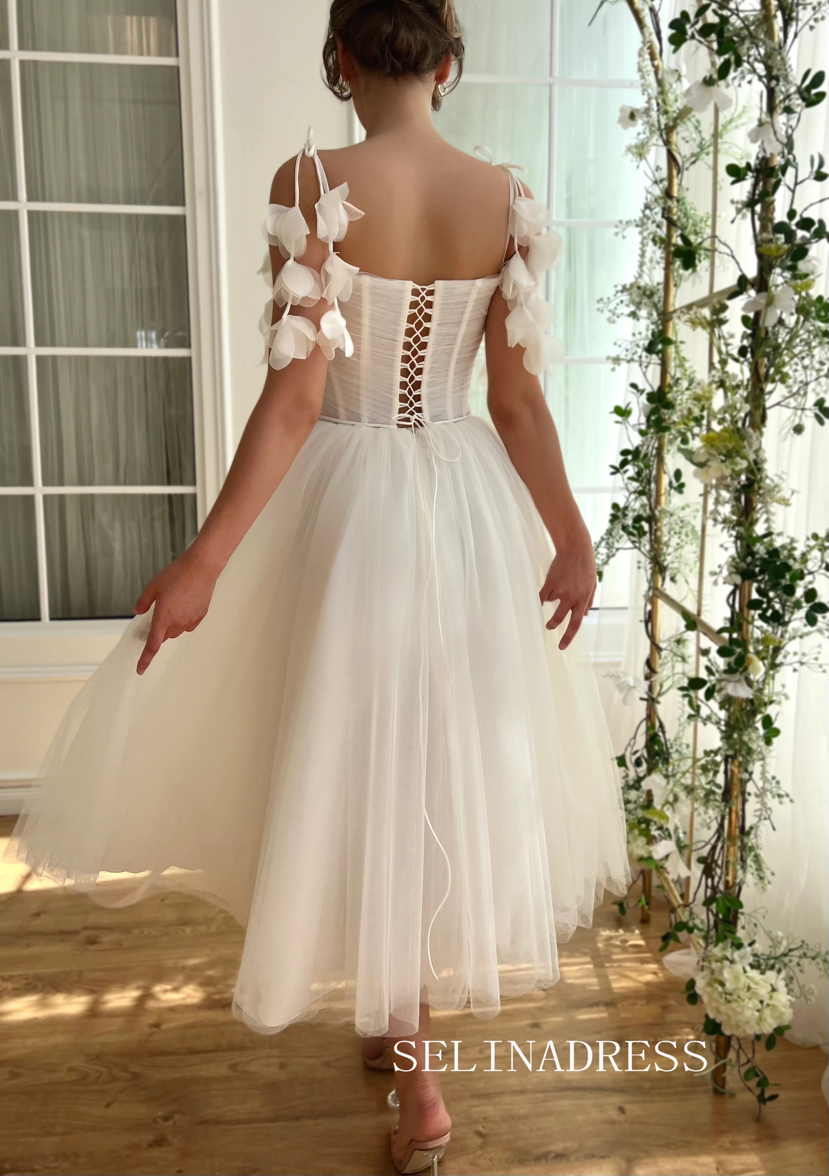 Lovely Tea length Short Prom Dress Homecoming Dresses Flower Cocktail SELINADRESS Lovely Tea length Short Prom Dress Homecoming Dresses Flower Cocktail SELINADRESS