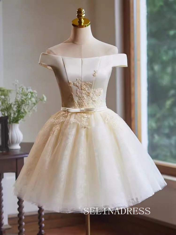 Lovely Tulle Homecoming Dresses Off-the-shoulder Lace Hoco Dress Cockt SELINADRESS Lovely Tulle Homecoming Dresses Off-the-shoulder Lace Hoco Dress Cockt SELINADRESS