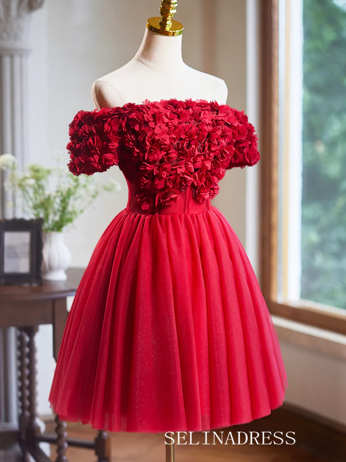 off the shoulder red hoco dress Cheap Simple Off Shoulder Dark Red Homecoming Dresses 2018, CM443 SposaBridal
