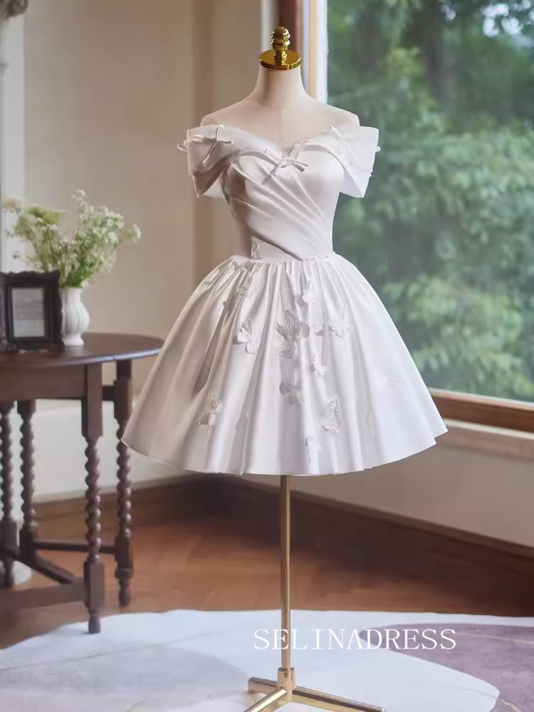 Lovely White Homecoming Dresses Off-the-shoulder Hoco Dress Cocktail D SELINADRESS Lovely White Homecoming Dresses Off-the-shoulder Hoco Dress Cocktail D SELINADRESS
