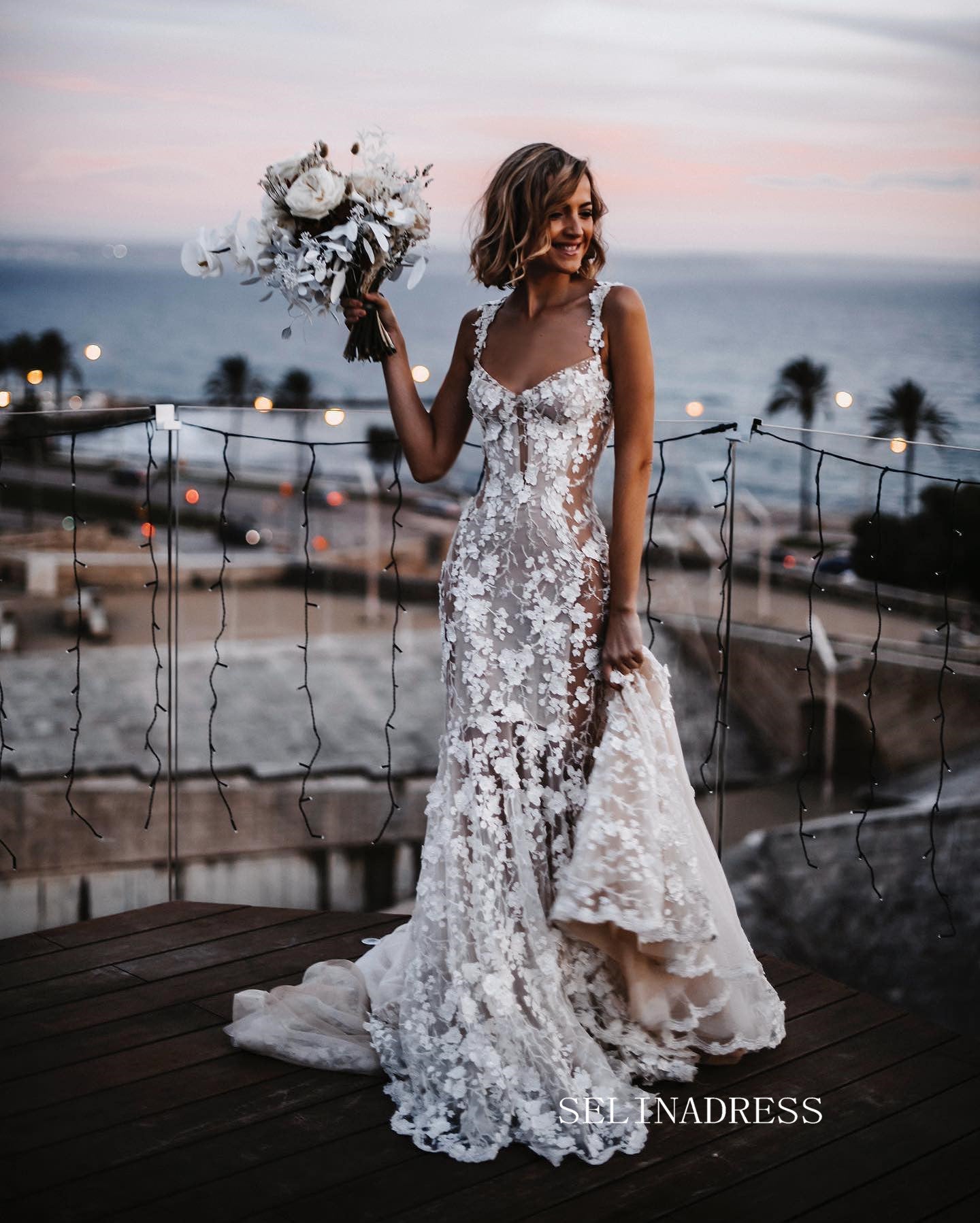 luxury sweetheart mermaid wedding dress Luxury Long Mermaid Sweetheart Sequined Wedding Dresses with Sleeves