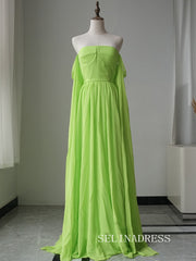 Luxury A-ling Chiffon Long Prom Dress Elegant Sage Evening Gowns CRN016|Selinadress