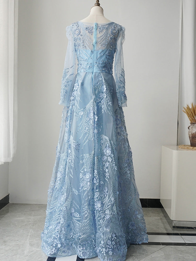 Luxury Bateau Long Sleeve Prom Dresses Gorgeous Full Beaded Elegant Ev – SELINADRESS Luxury Bateau Long Sleeve Prom Dresses Gorgeous Full Beaded Elegant Ev – SELINADRESS